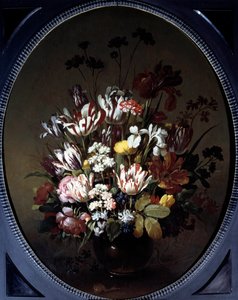 花の花瓶ハンス・ボロンギエ（v.1600-ap.1644）の絵画、Ec.ホル。キャンバスに油彩。薄さ0.83×0.68m。シャロン＝シュル＝ソーヌ、ドゥノン美術館