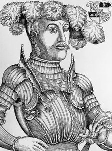 Portrait of Philip I, Landgrave of Hesse, known as the Magnanimous (1504-1567), engraving by Hans Brosamer (1495-1554)   1462025   ja       japanese Successfully Translated  Original: Specimens of Sculpture from St. Stephens Chapel - Plate I Translat: Spec 作： Hans Brosamer