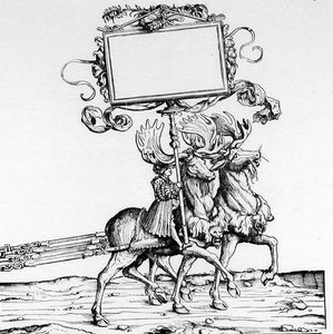 馬車をリードするクワガタのペア、マクシミリアンの凱旋行列、1516〜18年 作： Hans Burgkmair