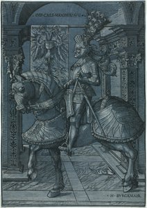 マクシミリアン皇帝の乗馬の肖像、1508年。 作： Hans Burgkmair