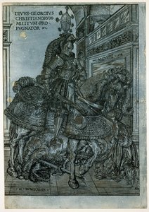 セントジョージオンホースバック、1508年（キアロスクーロの木版画） 作： Hans Burgkmair