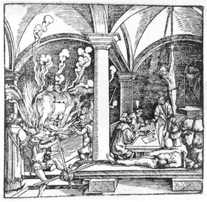 質問、Cicero Teutsch、アウグスブルク、1533年の本からのイラスト 作： Hans Burgkmair