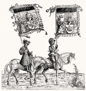2人の騎士騎士、マクシミリアンの凱旋行列、1516-18年 作： Hans Burgkmair