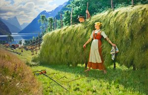 夏のエピソード（キャンバスに油彩） 作： Hans Dahl