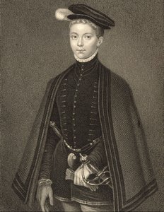 ヘンリー・スチュワート（1545-67）の肖像画、ダーリー卿、「ロッジの英国の肖像画」、1823年 作： Hans Eworth