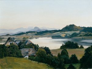 ケルンテンの風景 (Ulrichsberg のあるクレイガー湖) 作： Hans Frank
