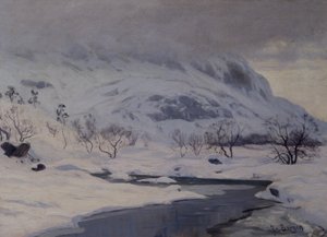 山の風景、冬
