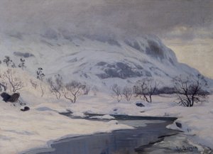 山の風景、冬