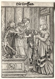 死のダンス：伯爵夫人。 作： Hans Holbein
