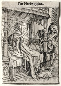 死のダンス：公爵夫人。 作： Hans Holbein