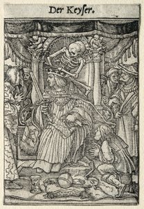 死のダンス：皇帝。 作： Hans Holbein