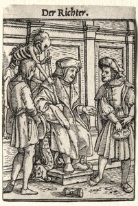 死のダンス：裁判官。 作： Hans Holbein