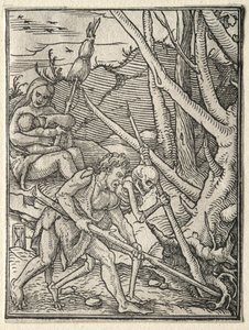 死のダンス：地球を耕すアダム。 作： Hans Holbein
