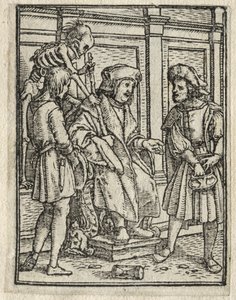 死のダンス：キヤノンまたは裁判官、裁判官。 作： Hans Holbein