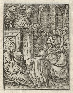 死のダンス：説教者。 司祭 作： Hans Holbein