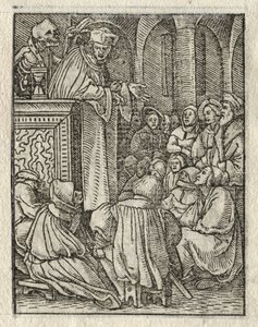 死のダンス：説教者、司祭。 作： Hans Holbein