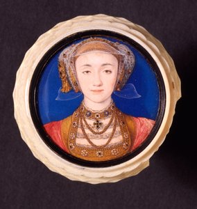 アンオブクリーブス、1539（象牙に取り付けられたベラムのトイレ） 作： Hans Holbein der Jüngere