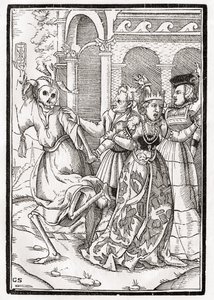 1843年にバーゼルで公開された「Der Todten Tanz」からGeorg Scharffenbergによって刻まれた女王の死