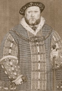 ヘンリー8世、「カッセルの図解されたイングランドの歴史」のイラスト（セピア写真） 作： Hans Holbein der Jüngere