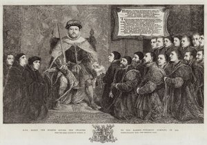 1541年にヘンリー8世が理髪医外科会社に憲章を与えた 作： Hans Holbein der Jüngere
