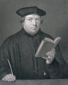 マーティンルター（1483-1546）、W。ホールによって「世界の宗教」からA. Fullarton und Co.によって出版された彫刻 作： Hans Holbein der Jüngere