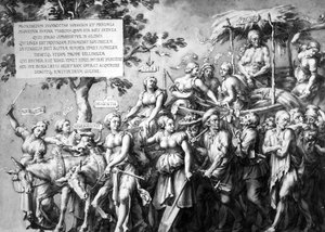 Jan de Bisschopによって描かれた貧困の勝利、1650年頃（ペン、インク、紙の上で洗う） 作： ハンス・ホルバイン・ザ・ヤング