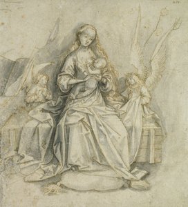 マドンナと子供（紙に鉛筆でペンと茶色のインク） 作： Hans Holbein the Elder