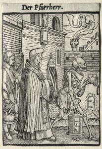 死のダンス: 牧師 作： Hans Holbein the Younger
