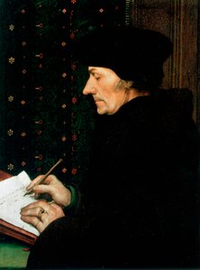 Desiderus Erasmus、オランダ人道主義者および学者、1523年 作： Hans Holbein der Jüngere