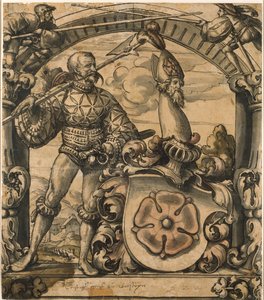 ステンドグラスの紋章パネルのデザイン、1522年 作： Hans Holbein der Jüngere