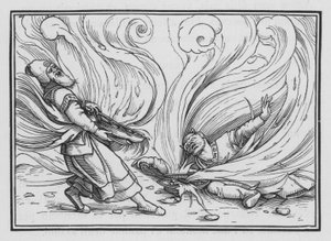 火によって殺されたナダブとアビフ、レビ記X、1、2 作： Hans Holbein der Jüngere