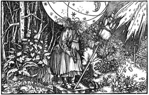 老婆の魔女または妖精の紡績、1547 作： Hans Holbein der Jüngere