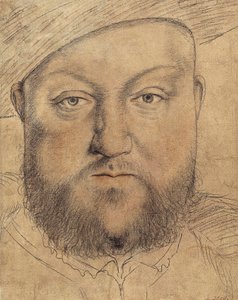イングランド王ヘンリー8世（ヘンリー8世）の肖像 par Holbein, Hans, the Younger (1497-1543), c.1540 - 厚紙に木炭、パステル、サンギーを使用 - Staatliche Graphische Sammlung, Munich 作： Hans Holbein der Jüngere