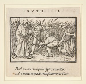 ブーズの野原でのルースの掃除（直訳）; ハンナとエルカナ (裏) 作： Hans Holbein der Jüngere