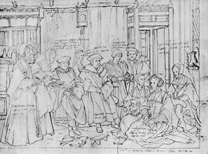 より多くの家族、バール美術館でのホルバインのスケッチ、1527年、1903年 作： Hans Holbein der Jüngere