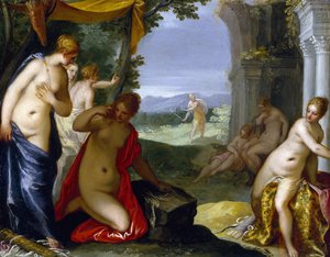 Diana and Actaeon、c.1596-1606（銅に油彩） 作： Hans I or Johann Rottenhammer