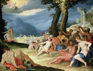 フェトンの太陽との旅の間の干ばつ、1604年（銅に油彩） 作： Hans I or Johann Rottenhammer
