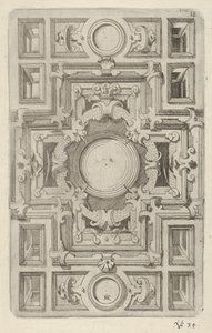 ストラップワークと十字形の中心を持つ天井のデザイン、1609年。 作： Hans Jakbob Ebelmann