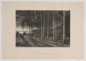トウヒ林の雨の日 作： Hans Julius Fæster