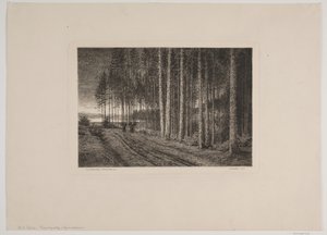 トウヒ林の雨の日 作： Hans Julius Fæster