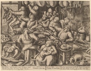 ザ ファット キッチン 作： Hans Liefrinck I, after Pieter van der Heyden, after Pieter Bruegel the Elder