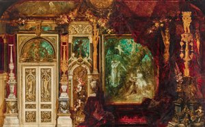 ヘルメスヴィラのエリザベート皇后の寝室の装飾デザイン（中景：真夏の夜の夢） 作： Hans Makart