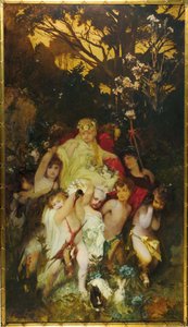 現代のアモレッティ、トリプティク、中央パネル、1868年。 作： Hans Makart