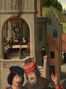 洗礼者聖ヨハネと福音伝道者聖ヨハネのトリプティクの左パネルの詳細 作： Hans Memling
