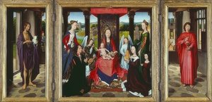 聖人と聖母子（ダントリプティク）。 1478年頃 作： Hans Memling