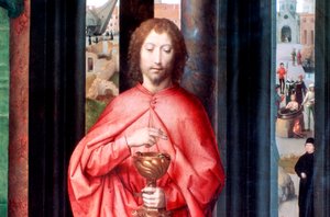 聖カタリナと他の聖人の神秘的な結婚、詳細、c1453-1494 作： Hans Memling