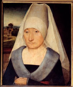 老女の肖像 絵画 ハンス・メムリング（1435-1494）作 15世紀 日0,35x0,29 m - 老婆の肖像。ハンス・メムリング(1435-1494)作の絵画 作： Hans Memling