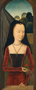 ピンクの若い女性、ca。 1485-90。 作： Hans Memling
