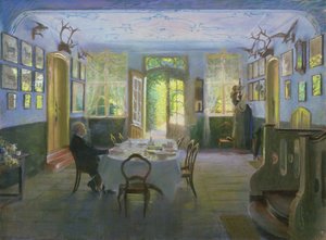 ヴァルタースホーフのマナーハウスのホール、1894（紙にパステル） 作： Hans Olde