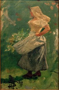 エプロンにキャベツを持つ農民の女の子 作： Hans Peter Feddersen der Jüngere